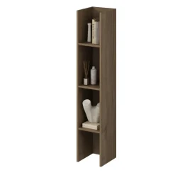 Parete attrezzata 261x194h cm 5 ante a ribalta e 2 librerie a 3 ripiani noce Arkansas