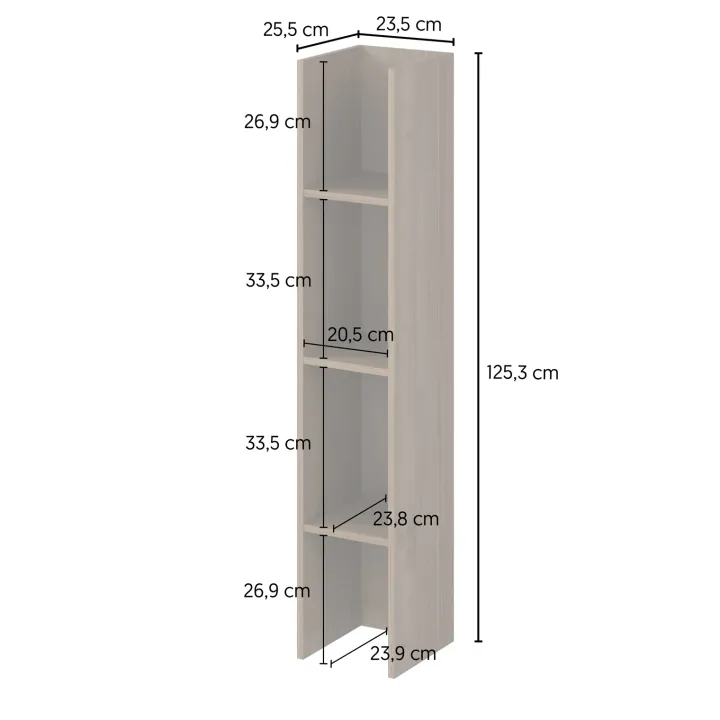 Parete attrezzata 261x194h cm 5 ante a ribalta e 2 librerie a 3 ripiani noce Arkansas