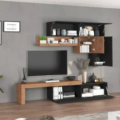 Parete attrezzata 270x200h cm antracite rovere Block 2