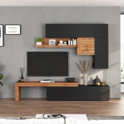 Parete attrezzata 270x200h cm antracite rovere Block 2