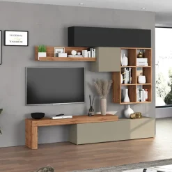 Parete attrezzata 270x200h cm antracite tortora rovere Block 4
