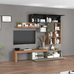 Parete attrezzata 270x200h cm antracite tortora rovere Block 4