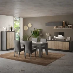 Parete attrezzata 180x200h cm antracite rovere chiaro Deluxe