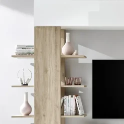 Parete attrezzata 285x187h cm bianco lucido e opaco rovere Steppi 2