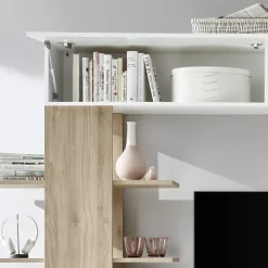 Parete attrezzata 285x187h cm bianco lucido e opaco rovere Steppi 2
