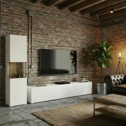 Parete attrezzata 226x140h cm bianco rovere Fusion 1