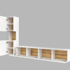 Parete attrezzata 226x140h cm bianco rovere Fusion 1