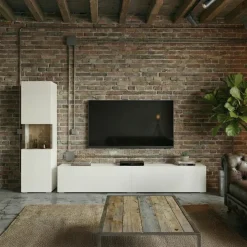 Parete attrezzata 226x140h cm bianco rovere Fusion 1