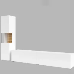 Parete attrezzata 226x140h cm bianco rovere Fusion 1