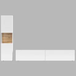 Parete attrezzata 226x140h cm bianco rovere Fusion 1