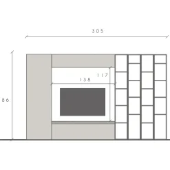 Parete attrezzata 305x186h cm bianco lucido grigio Sunset 10