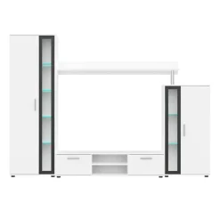Parete attrezzata 256x182h cm bianco nero Newcastle
