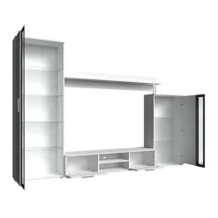 Parete attrezzata 256x182h cm bianco nero Newcastle
