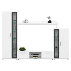Parete attrezzata 256x182h cm bianco nero Newcastle