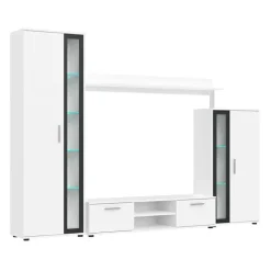Parete attrezzata 256x182h cm bianco nero Newcastle