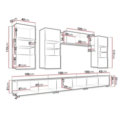 Parete attrezzata 300x190h cm bianco lucido Mons 2