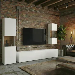Parete attrezzata 226x140h cm bianco rovere Fusion 2