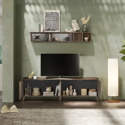 Parete attrezzata 241x165h cm bronzo rovere scuro Jonson