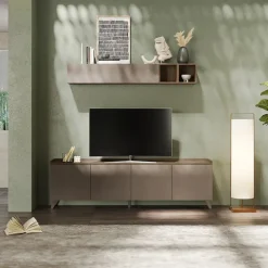 Parete attrezzata 241x165h cm bronzo rovere scuro Jonson