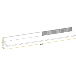 Parete attrezzata 320x198h cm con biocamino rovere beige cashmere Cadiz