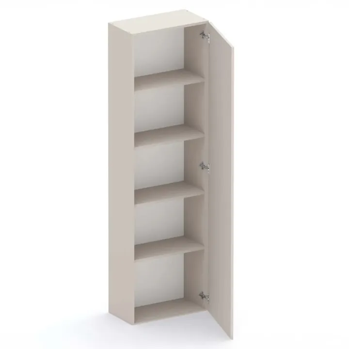 Parete attrezzata 261x186h cm con pannello cannettato effetto travertino beige rovere scuro Sunset Decor 1049