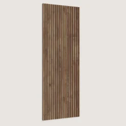 Parete attrezzata 261x186h cm con pannello cannettato effetto travertino beige rovere scuro Sunset Decor 1049