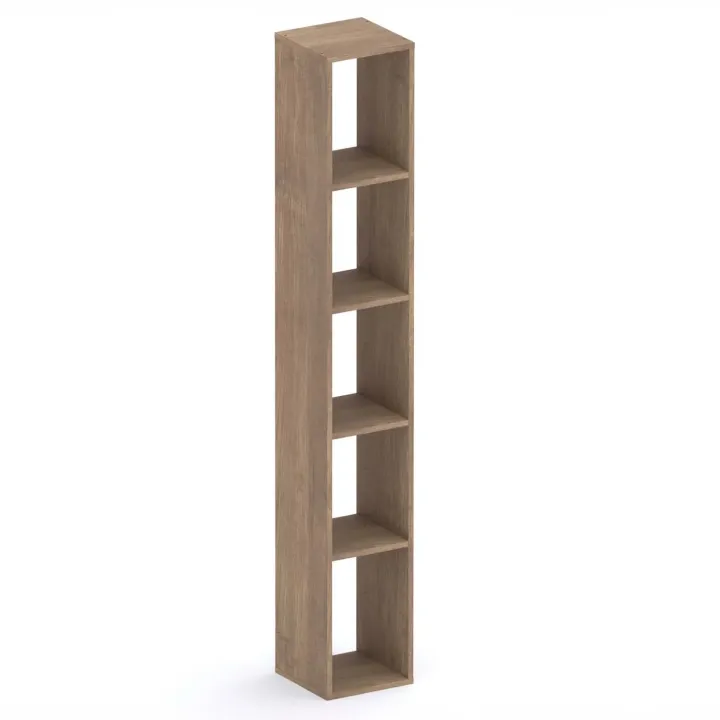 Parete attrezzata 345x186h cm con pannello cannettato tortora beige rovere scuro Sunset Decor 1044