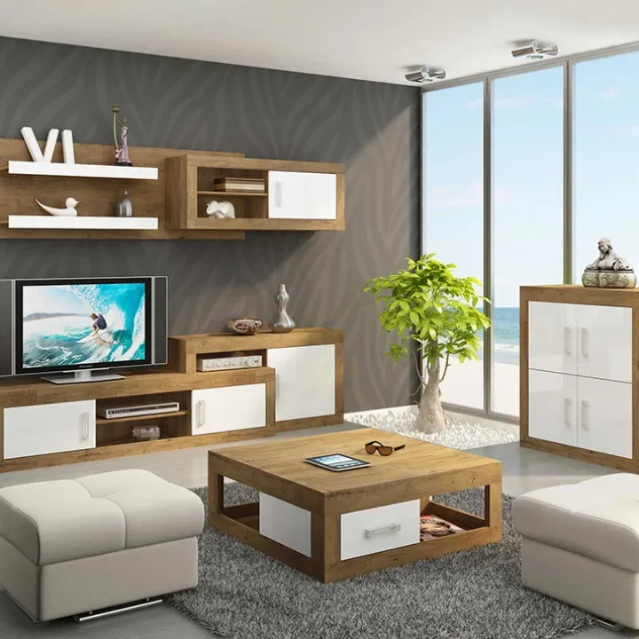 Parete attrezzata 240x172,5h cm larice bianco lucido Susan Gihome®