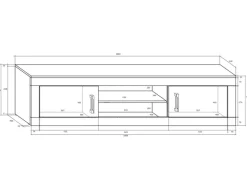 Parete attrezzata 240x172,5h cm larice bianco lucido Susan Gihome®