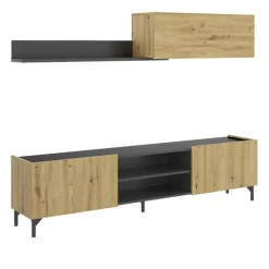 Parete attrezzata 182x160h cm legno rovere grafite German