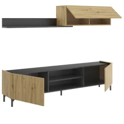 Parete attrezzata 182x160h cm legno rovere grafite German