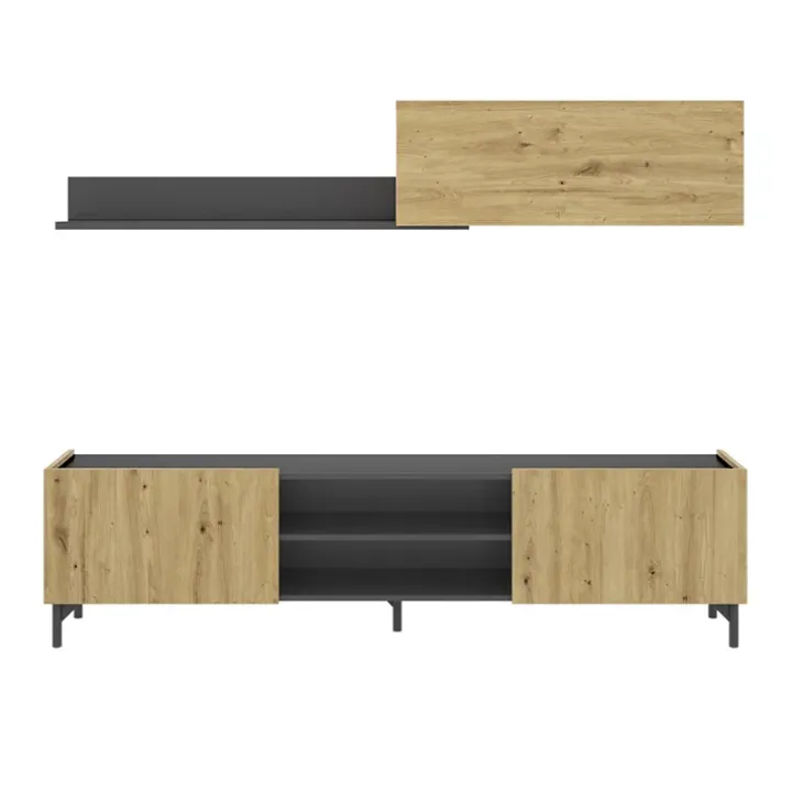 Parete attrezzata 182x160h cm legno rovere grafite German