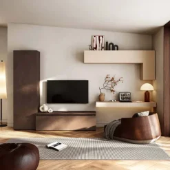 Parete attrezzata 330x186h cm marrone bronzo beige Sunset 1047