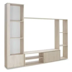 Parete attrezzata 220x178h cm mobile tv rovere chiaro Rubino