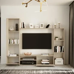 Parete attrezzata 220x178h cm mobile tv rovere chiaro Rubino