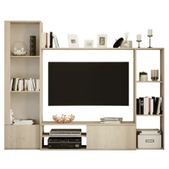 Parete attrezzata 220x178h cm mobile tv rovere chiaro Rubino