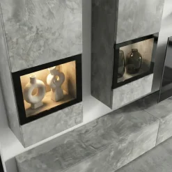 Parete attrezzata 270x176h cm moderna grigio cemento Emotion Gihome®