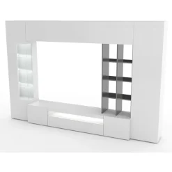 Parete attrezzata 290x192h cm moderna bianco lucido Zenith