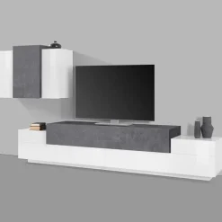 Parete attrezzata 240x180h cm moderna bianco ossido Milos Gihome®