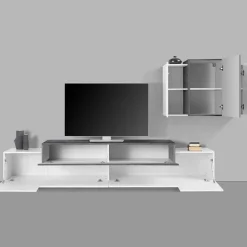 Parete attrezzata 240x180h cm moderna bianco ossido Milos Gihome®