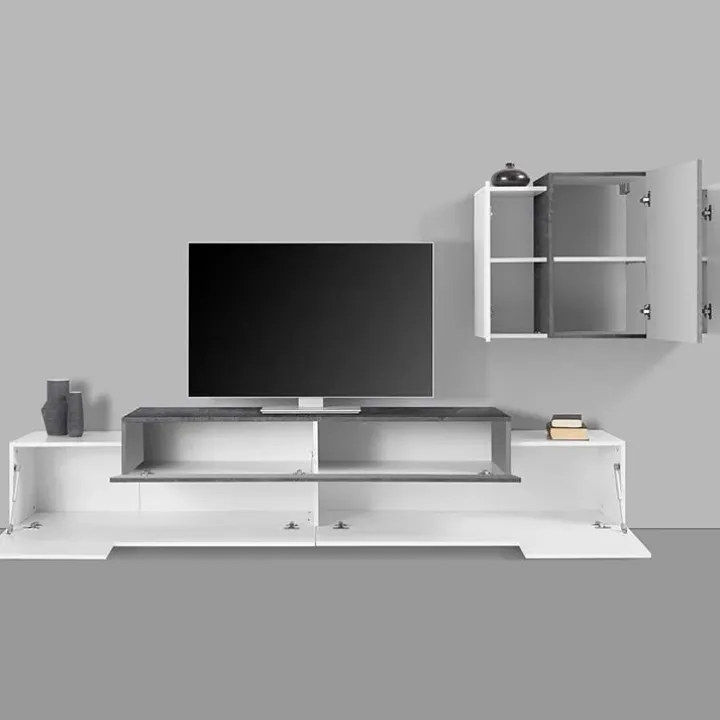 Parete attrezzata 240x180h cm moderna bianco ossido Milos Gihome®