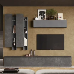 Parete attrezzata 276x210h cm moderna grigio scuro antracite Sunset 4