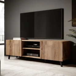 Parete attrezzata 290x183h cm moderna cannettato quercia Essence
