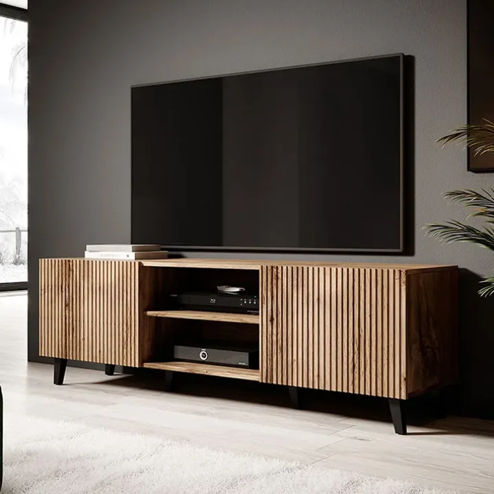 Parete attrezzata 290x183h cm moderna cannettato quercia Essence