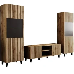 Parete attrezzata 290x183h cm moderna cannettato quercia Essence