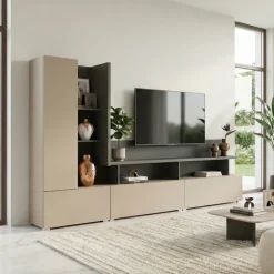 Parete attrezzata 270x162h cm moderna beige grigio Matt