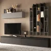 Parete attrezzata 276x210h cm moderna antracite grigio scuro Sunset 30