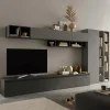 Parete attrezzata 387x186h cm moderna antracite grigio Sunset 43