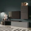 Parete attrezzata 260x190h cm moderna antracite grigio scuro Sunset 52
