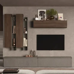 Parete attrezzata 276x210h cm moderna tortota rovere scuro Sunset 4